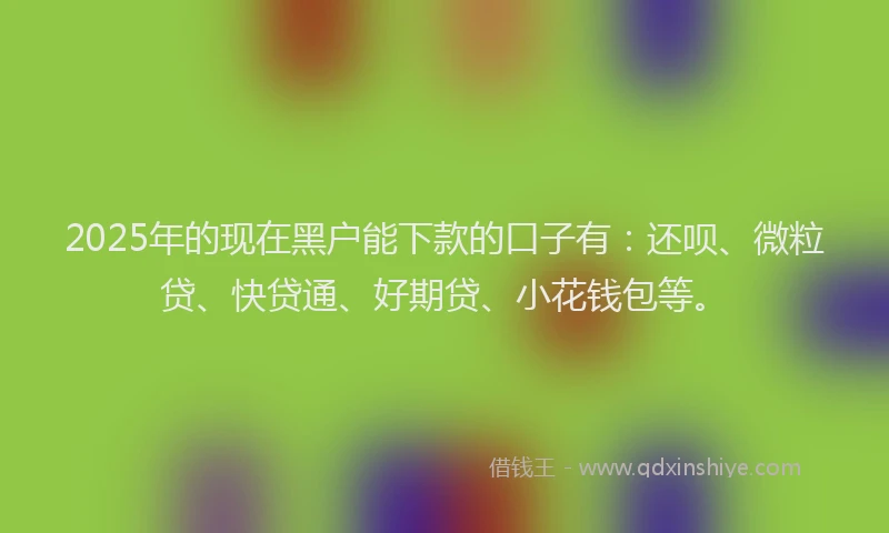 2025年的现在黑户能下款的口子有：还呗、微粒贷、快贷通、好期贷、小花钱包等。