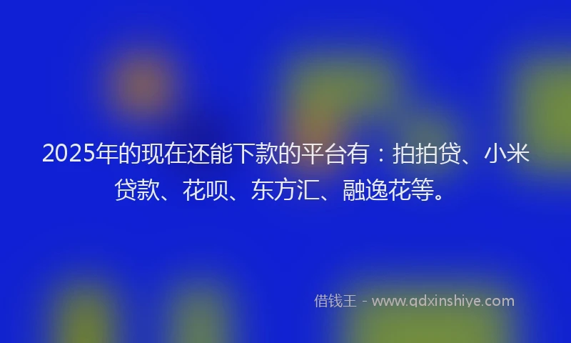 2025年的现在还能下款的平台有：拍拍贷、小米贷款、花呗、东方汇、融逸花等。