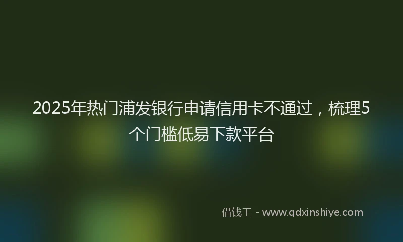 2025年热门浦发银行申请信用卡不通过，梳理5个门槛低易下款平台