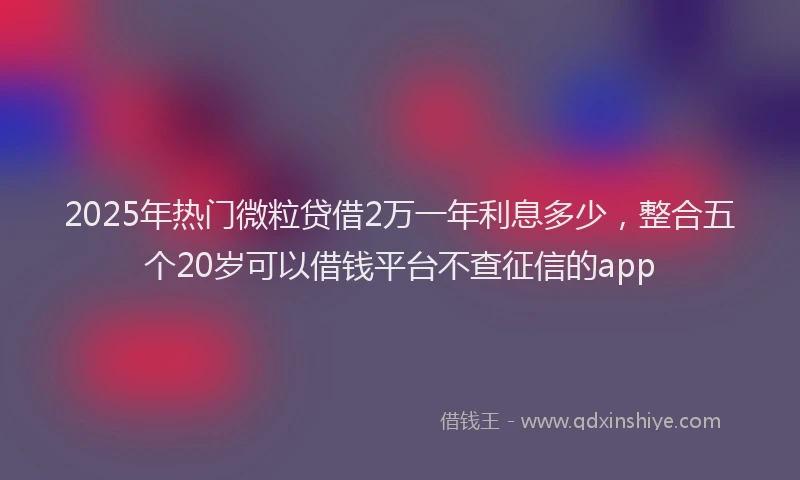 2025年热门微粒贷借2万一年利息多少，整合五个20岁可以借钱平台不查征信的app