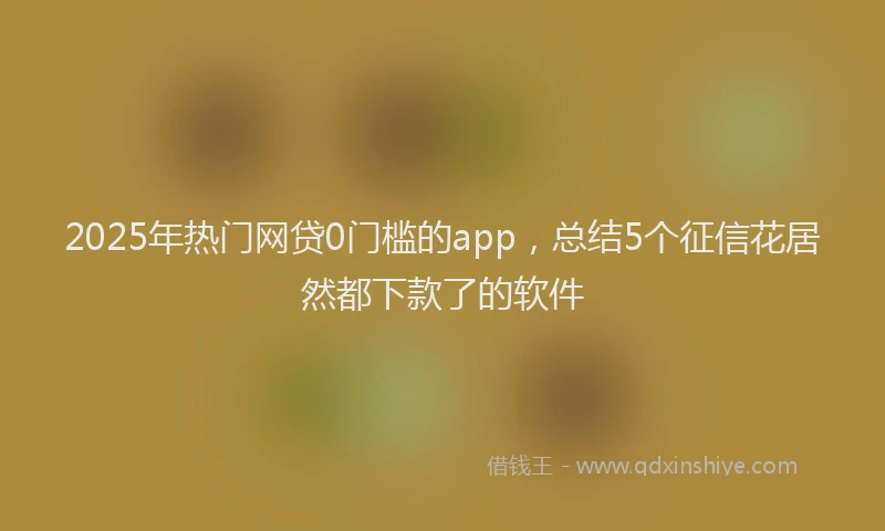 2025年热门网贷0门槛的app，总结5个征信花居然都下款了的软件