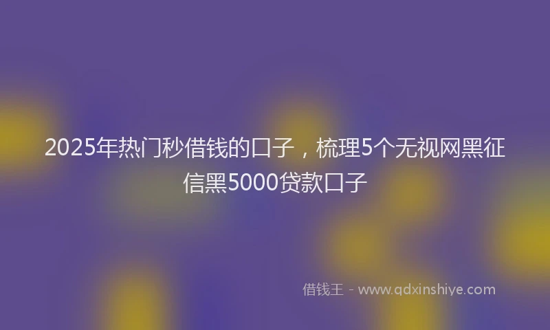 2025年热门秒借钱的口子，梳理5个无视网黑征信黑5000贷款口子