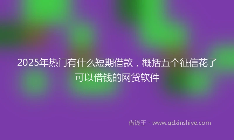 2025年热门有什么短期借款，概括五个征信花了可以借钱的网贷软件