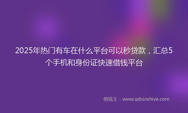 2025年热门有车在什么平台可以秒贷款，汇总5个手机和身份证快速借钱平台