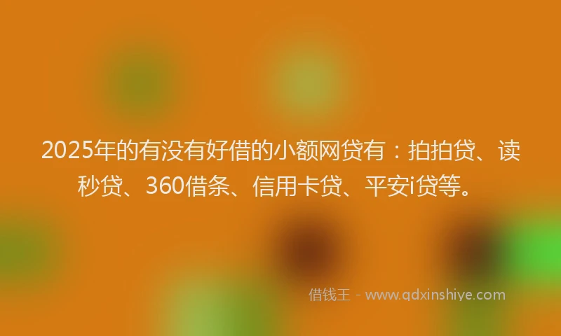 2025年的有没有好借的小额网贷有：拍拍贷、读秒贷、360借条、信用卡贷、平安i贷等。
