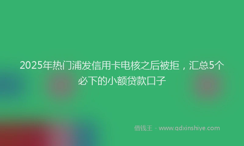 2025年热门浦发信用卡电核之后被拒，汇总5个必下的小额贷款口子