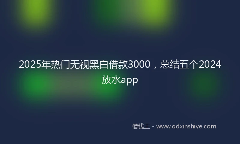 2025年热门无视黑白借款3000，总结五个2024放水app