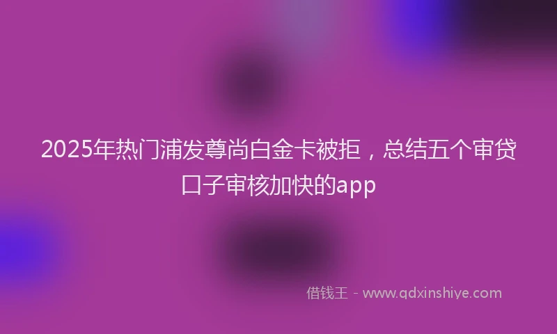 2025年热门浦发尊尚白金卡被拒，总结五个审贷口子审核加快的app