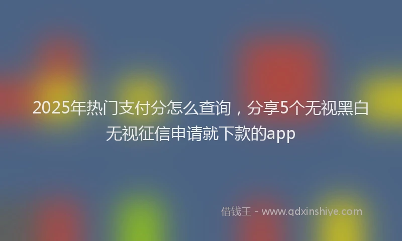 2025年热门支付分怎么查询，分享5个无视黑白无视征信申请就下款的app