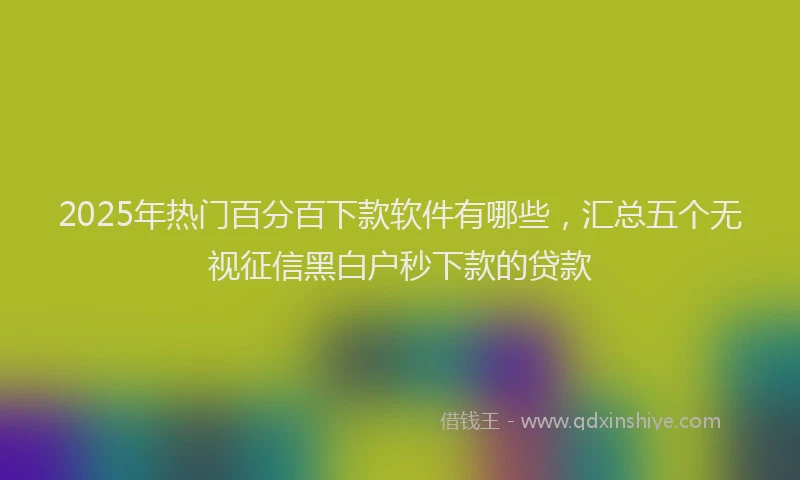 2025年热门百分百下款软件有哪些，汇总五个无视征信黑白户秒下款的贷款