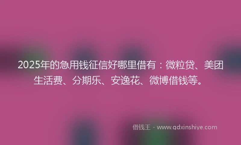 2025年的急用钱征信好哪里借有：微粒贷、美团生活费、分期乐、安逸花、微博借钱等。