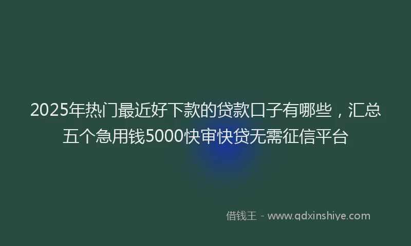 2025年热门最近好下款的贷款口子有哪些，汇总五个急用钱5000快审快贷无需征信平台