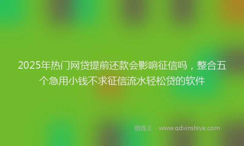 2025年热门网贷提前还款会影响征信吗，整合五个急用小钱不求征信流水轻松贷的软件