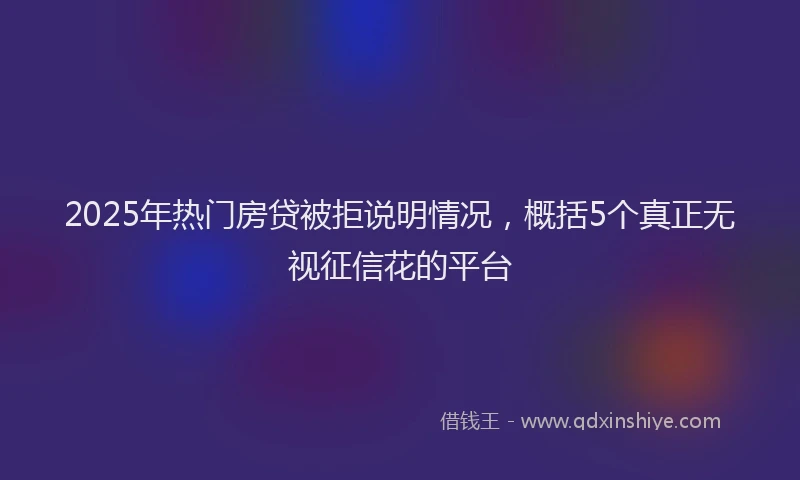 2025年热门房贷被拒说明情况，概括5个真正无视征信花的平台