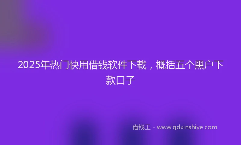 2025年热门快用借钱软件下载，概括五个黑户下款口子