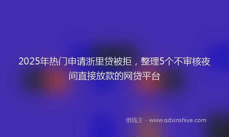2025年热门申请浙里贷被拒，整理5个不审核夜间直接放款的网贷平台