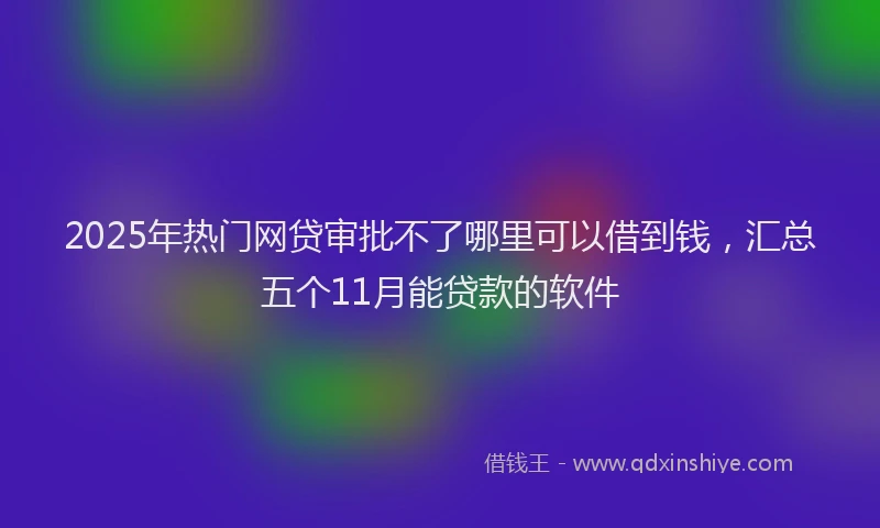 2025年热门网贷审批不了哪里可以借到钱，汇总五个11月能贷款的软件