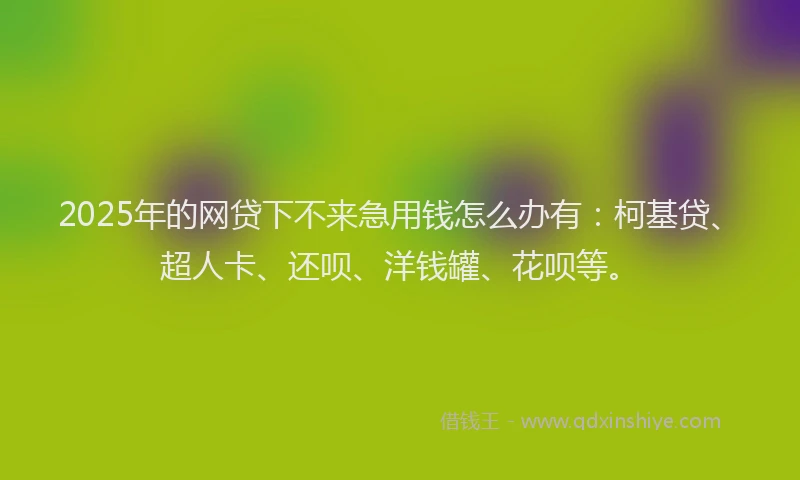 2025年的网贷下不来急用钱怎么办有：柯基贷、超人卡、还呗、洋钱罐、花呗等。