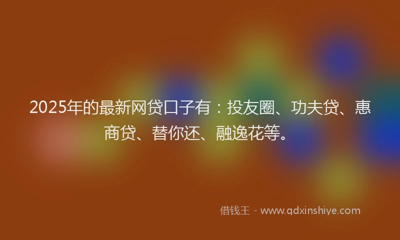 2025年的最新网贷口子有：投友圈、功夫贷、惠商贷、替你还、融逸花等。