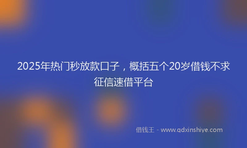 2025年热门秒放款口子，概括五个20岁借钱不求征信速借平台
