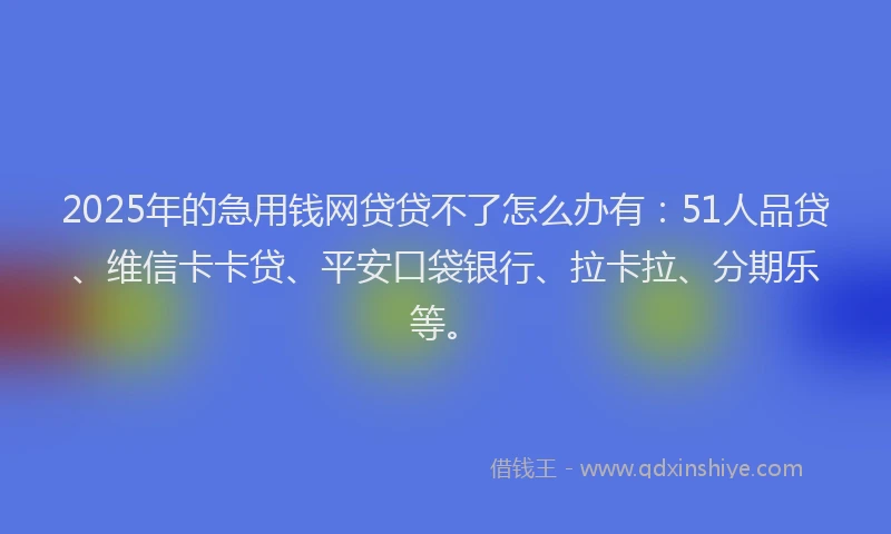 2025年的急用钱网贷贷不了怎么办有：51人品贷、维信卡卡贷、平安口袋银行、拉卡拉、分期乐等。