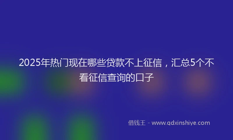 2025年热门现在哪些贷款不上征信，汇总5个不看征信查询的口子