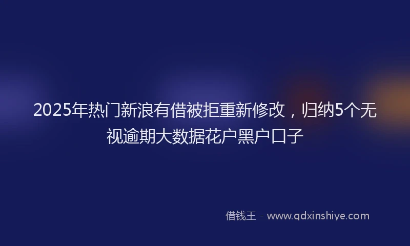 2025年热门新浪有借被拒重新修改，归纳5个无视逾期大数据花户黑户口子