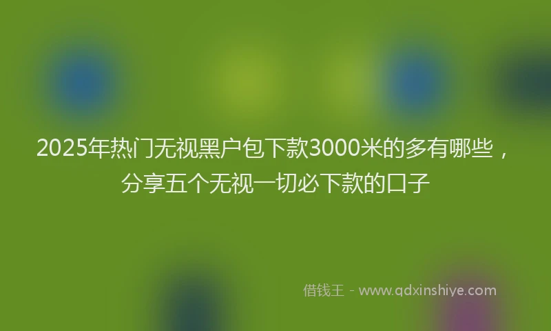 2025年热门无视黑户包下款3000米的多有哪些，分享五个无视一切必下款的口子