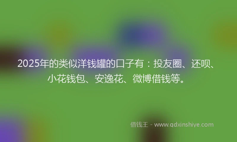 2025年的类似洋钱罐的口子有：投友圈、还呗、小花钱包、安逸花、微博借钱等。