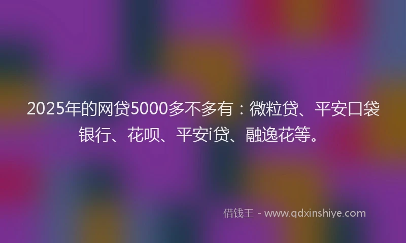 2025年的网贷5000多不多有：微粒贷、平安口袋银行、花呗、平安i贷、融逸花等。