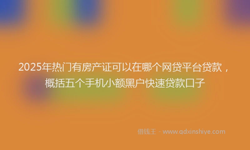2025年热门有房产证可以在哪个网贷平台贷款，概括五个手机小额黑户快速贷款口子