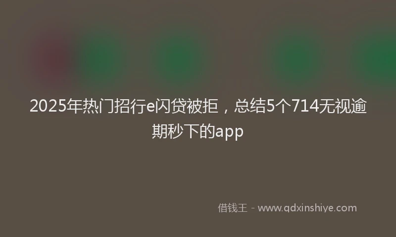 2025年热门招行e闪贷被拒，总结5个714无视逾期秒下的app