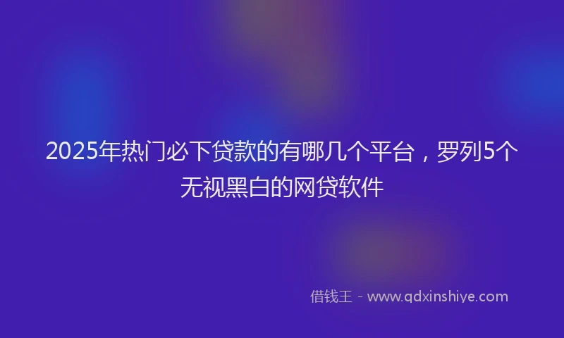 2025年热门必下贷款的有哪几个平台，罗列5个无视黑白的网贷软件