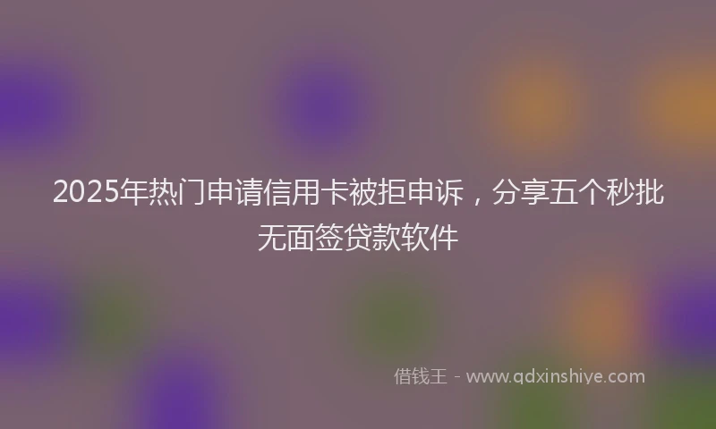 2025年热门申请信用卡被拒申诉，分享五个秒批无面签贷款软件
