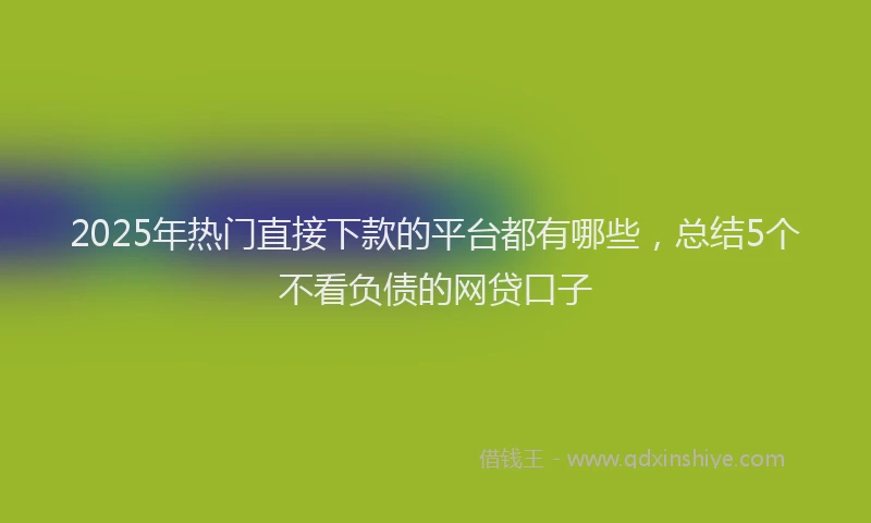 2025年热门直接下款的平台都有哪些，总结5个不看负债的网贷口子