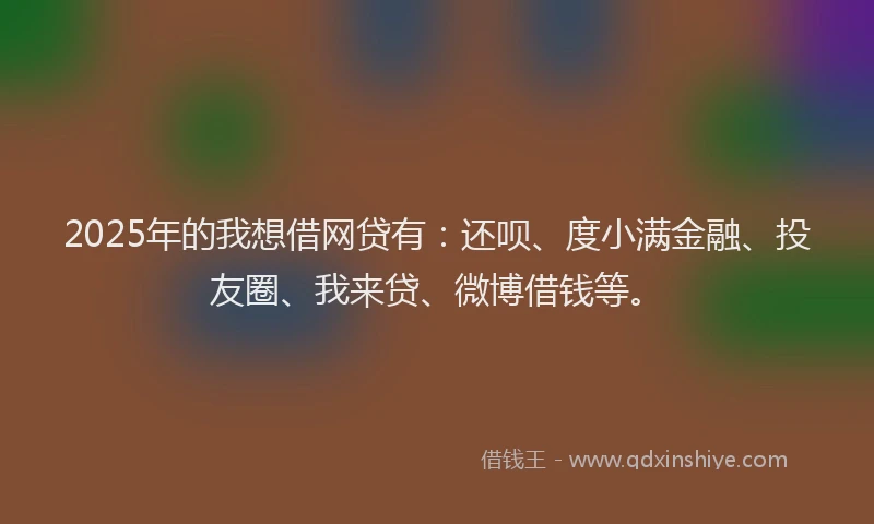2025年的我想借网贷有：还呗、度小满金融、投友圈、我来贷、微博借钱等。