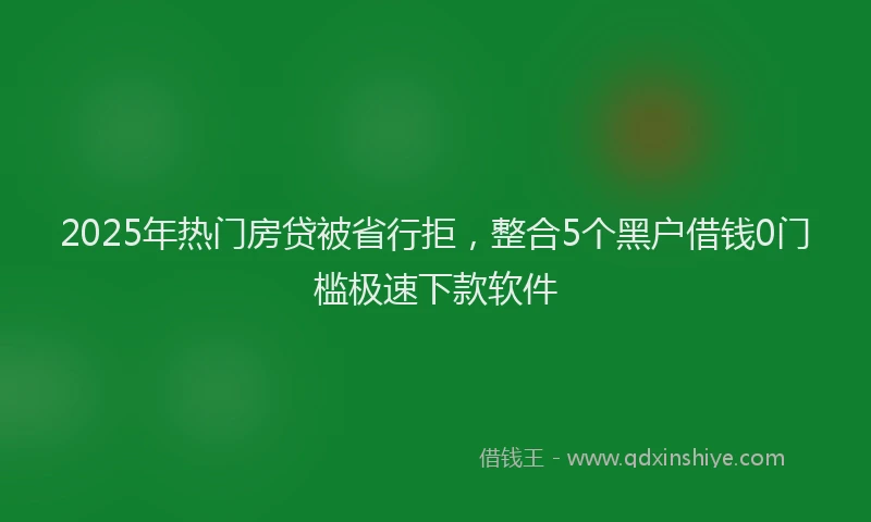2025年热门房贷被省行拒，整合5个黑户借钱0门槛极速下款软件
