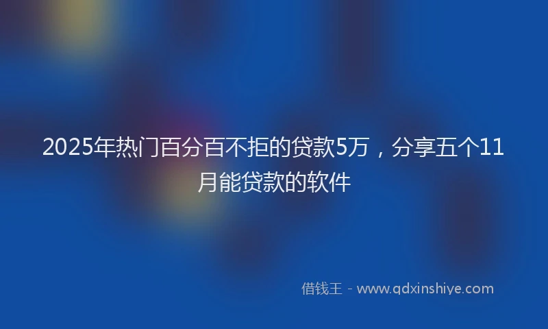 2025年热门百分百不拒的贷款5万，分享五个11月能贷款的软件