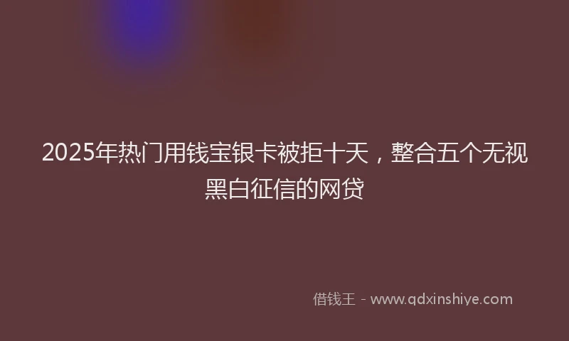 2025年热门用钱宝银卡被拒十天，整合五个无视黑白征信的网贷