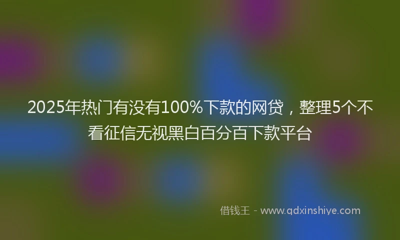 2025年热门有没有100%下款的网贷，整理5个不看征信无视黑白百分百下款平台