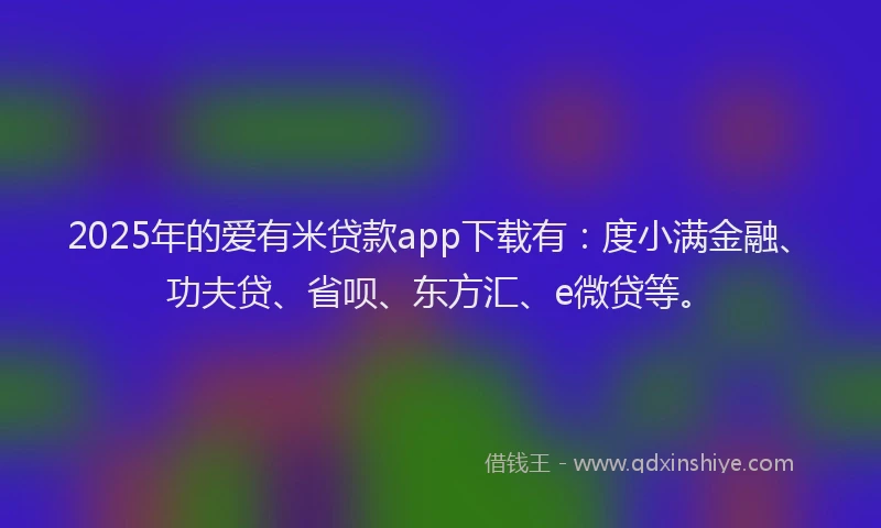 2025年的爱有米贷款app下载有：度小满金融、功夫贷、省呗、东方汇、e微贷等。