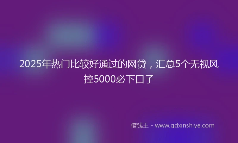 2025年热门比较好通过的网贷，汇总5个无视风控5000必下口子