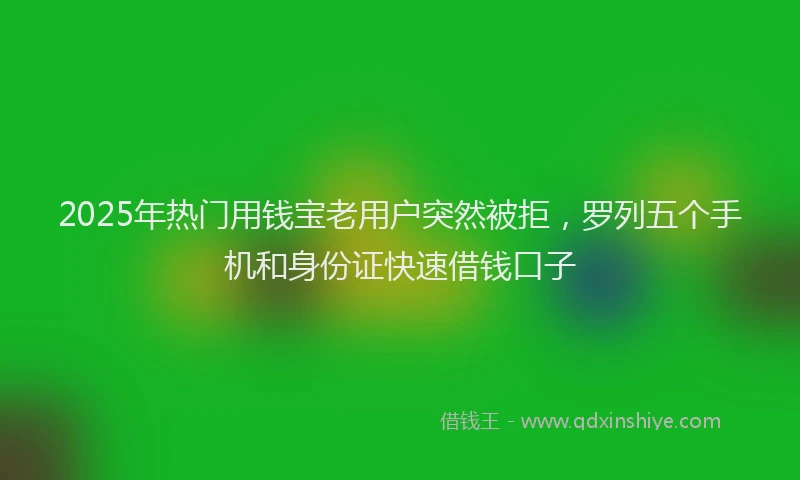 2025年热门用钱宝老用户突然被拒，罗列五个手机和身份证快速借钱口子