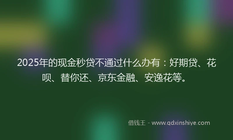 2025年的现金秒贷不通过什么办有：好期贷、花呗、替你还、京东金融、安逸花等。