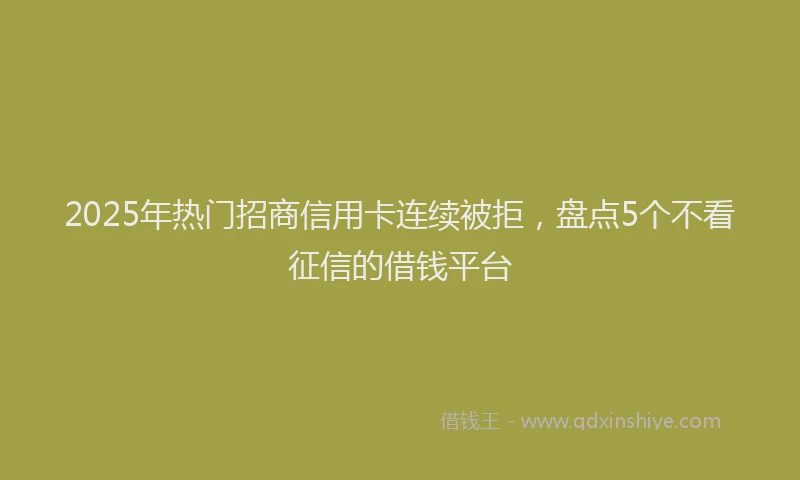 2025年热门招商信用卡连续被拒，盘点5个不看征信的借钱平台