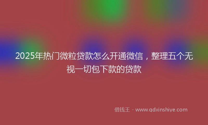 2025年热门微粒贷款怎么开通微信，整理五个无视一切包下款的贷款