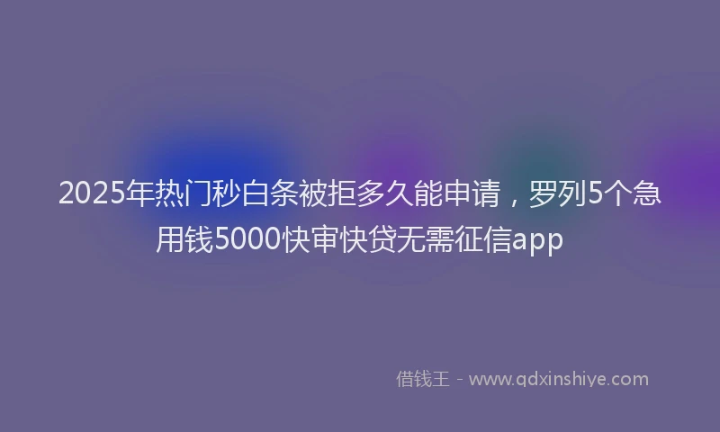 2025年热门秒白条被拒多久能申请，罗列5个急用钱5000快审快贷无需征信app