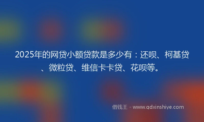 2025年的网贷小额贷款是多少有：还呗、柯基贷、微粒贷、维信卡卡贷、花呗等。