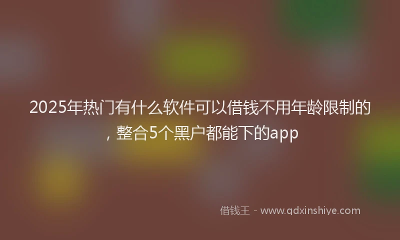 2025年热门有什么软件可以借钱不用年龄限制的，整合5个黑户都能下的app