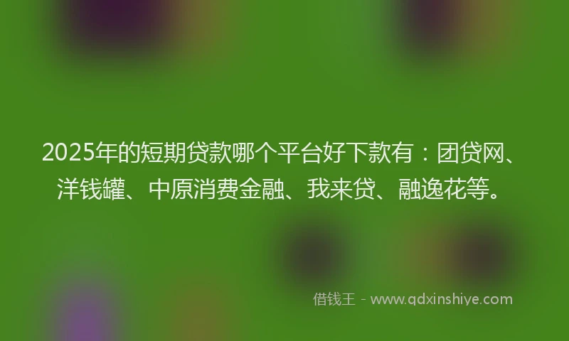 2025年的短期贷款哪个平台好下款有：团贷网、洋钱罐、中原消费金融、我来贷、融逸花等。